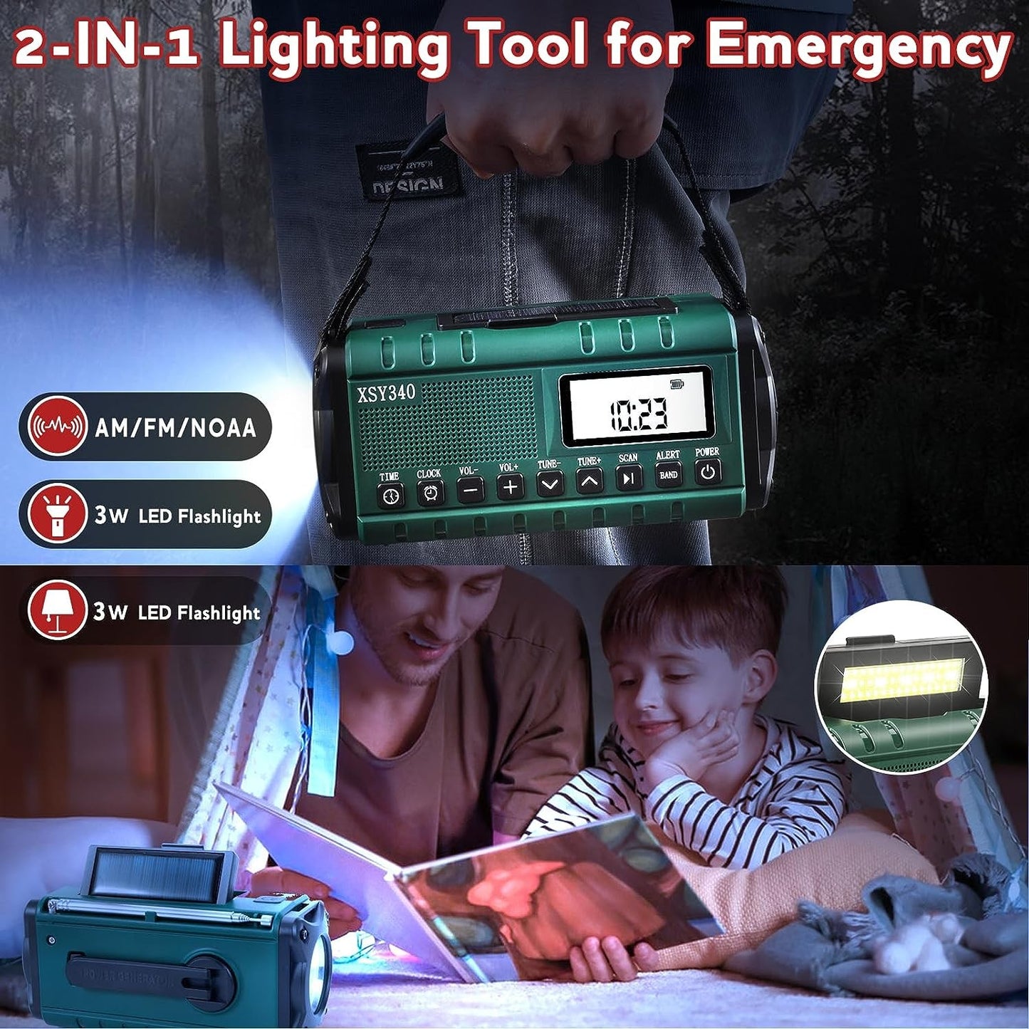 π»π‘οΈ Noodradio met Powerbank β 10.000mAh Solar & Handcrank