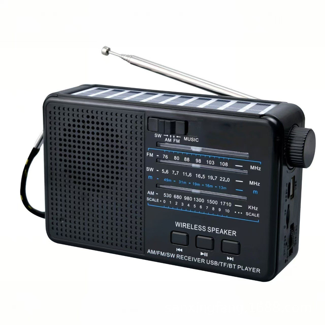 📻 Draagbare Radio met Bluetooth & Solar – AM/FM + Speaker
