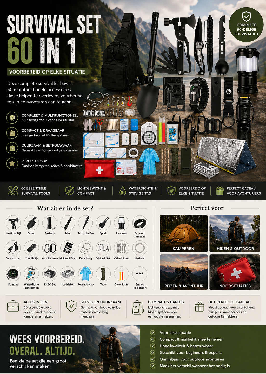 🛠️ Multitool Survival Set – Compact & Krachtig