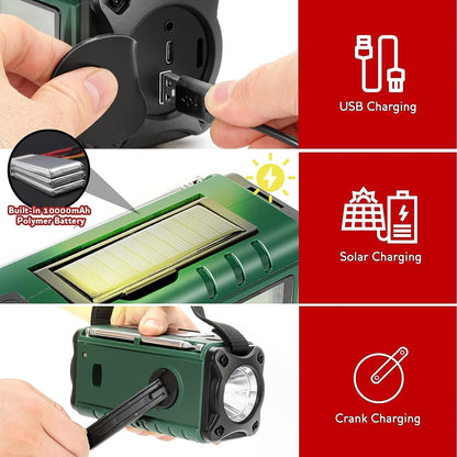 📻🛡️ Noodradio met Powerbank – 10.000mAh Solar & Handcrank