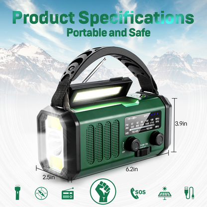 📻🛡️ Noodradio met Powerbank – 10.000mAh Solar & Handcrank